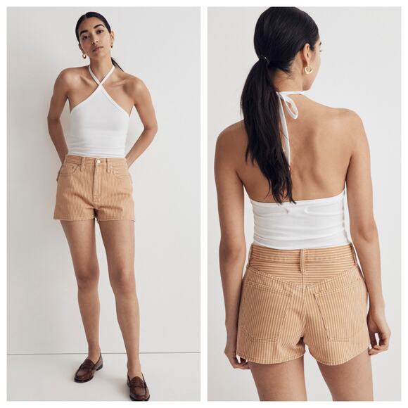 Madewell The Mom Jean Shorts in Stripes Size 29 NWT High Waisted - Picture 2 of 8